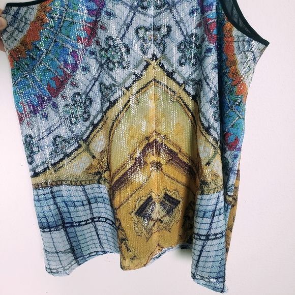 Clover Canyon Abstract Sequin Spaghetti Strap Top - Picture 6 of 8